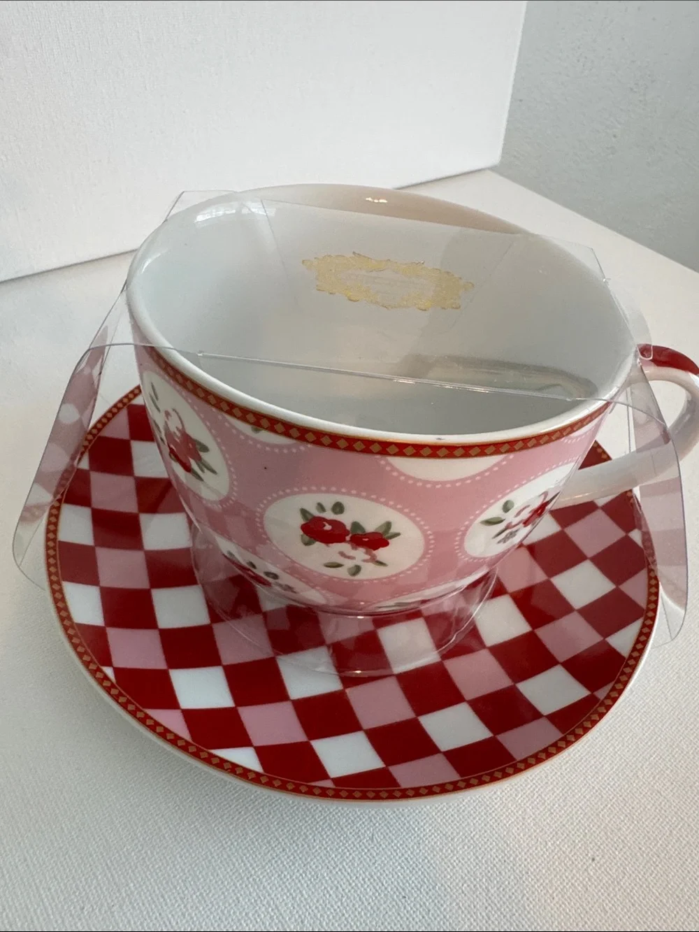 Kent Pottery Red Checkered Tea Set